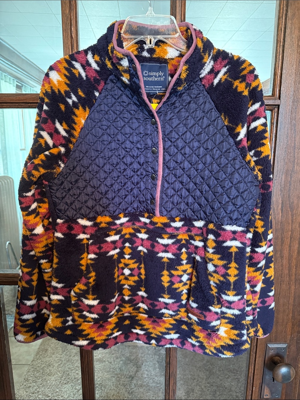 Simply Southern Navy Aztec Quilted Teddy Pullover